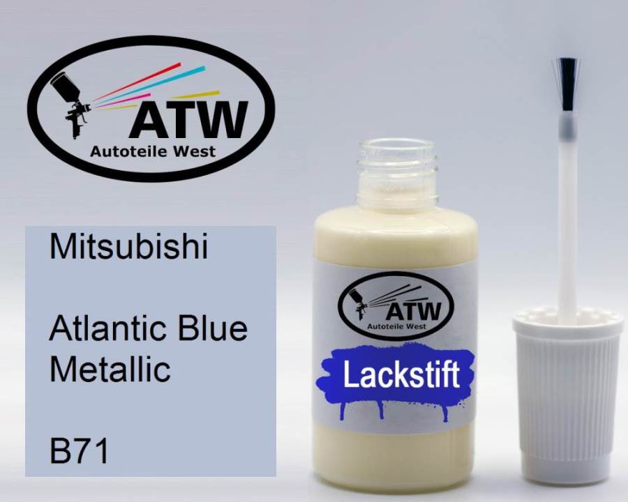 Mitsubishi, Atlantic Blue Metallic, B71: 20ml Lackstift, von ATW Autoteile West.